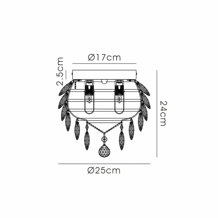 Skye Crystal Semi Flush 3 / 5 / 8 Light - IP Rated 💧