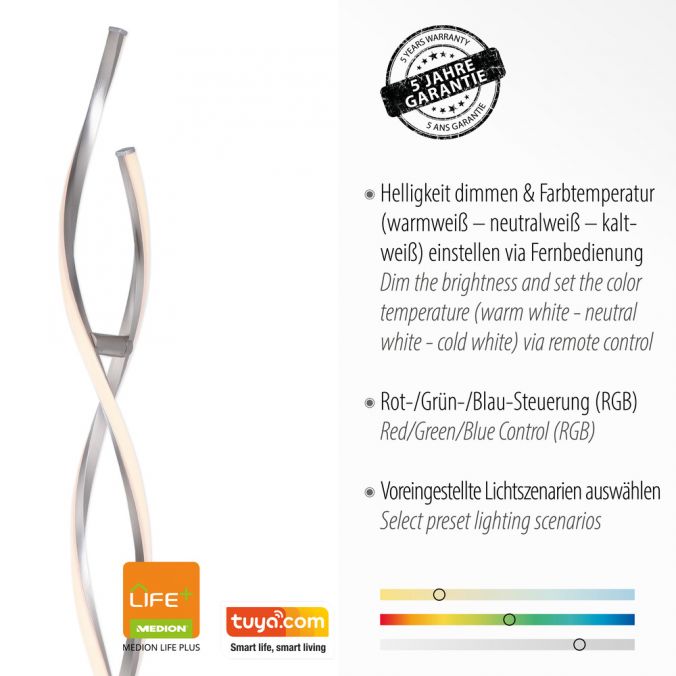 Stefan RGB Remote Control Floor Lamp - Colour Changing