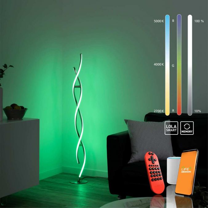 Stefan RGB Remote Control Floor Lamp - Colour Changing