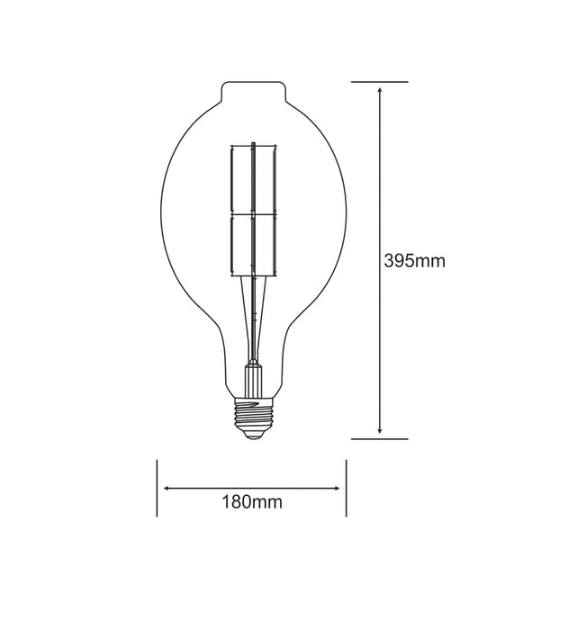 E27 XL Amber Oval Tubular Bulb